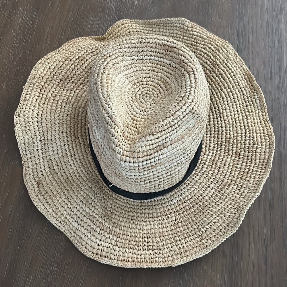 J. Crew Natural Straw Hat with Black Band